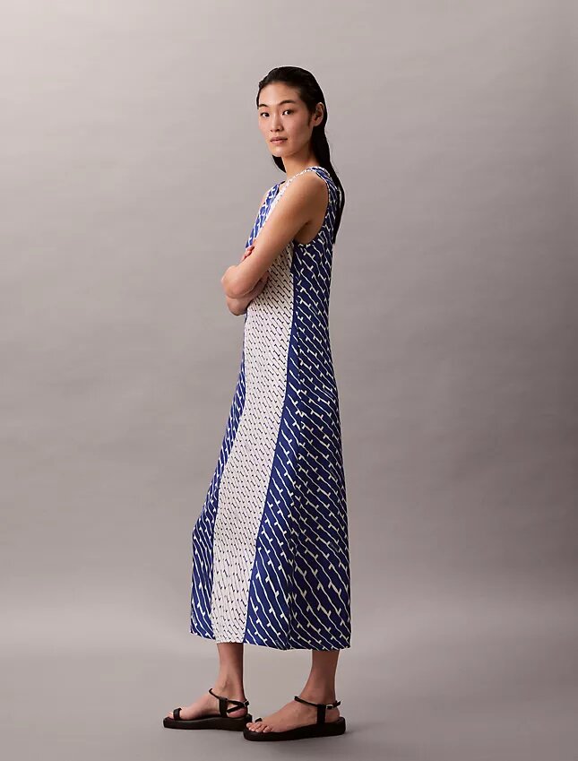 Desenli Viskon Twill Midi Elbiseler Desenli Viskon Twill Midi Elbiseler