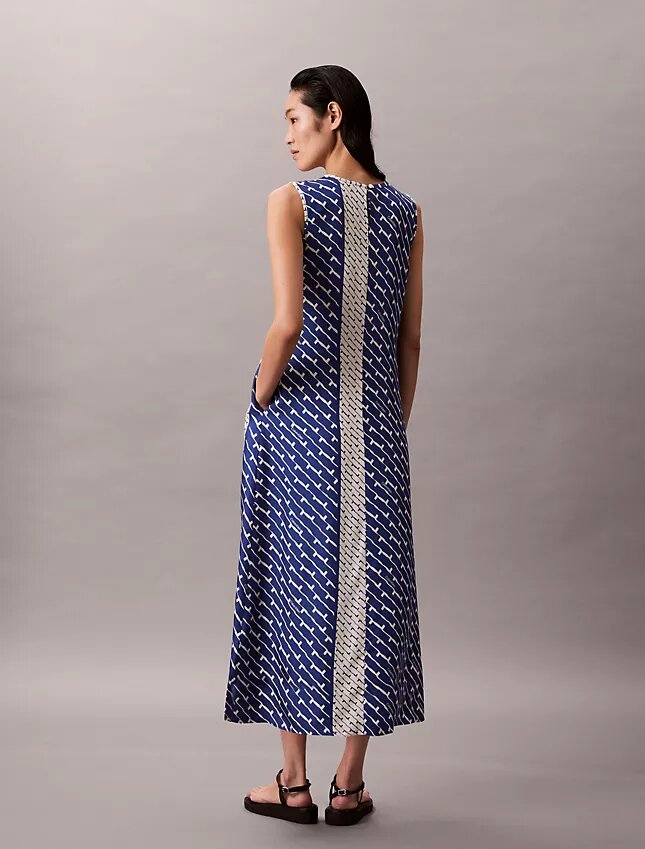 Desenli Viskon Twill Midi Elbiseler Desenli Viskon Twill Midi Elbiseler