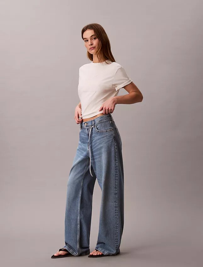 Düşük Bel Kemerli Bol Jean Düşük Bel Kemerli Bol Jean
