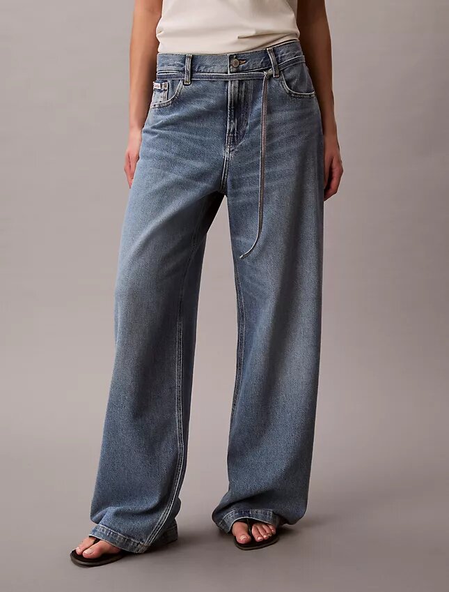 Düşük Bel Kemerli Bol Jean Düşük Bel Kemerli Bol Jean