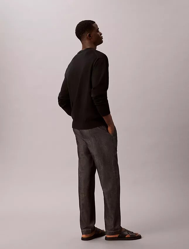 Düz Kesim Chambray Çekip Giyilen Pantolon Düz Kesim Chambray Çekip Giyilen Pantolon