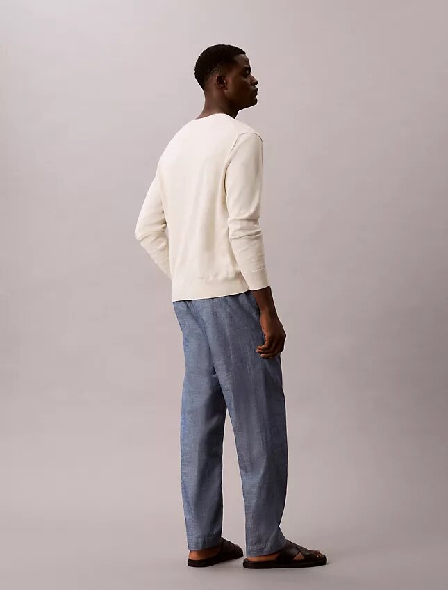 Düz Kesim Chambray Çekip Giyilen Pantolon Düz Kesim Chambray Çekip Giyilen Pantolon