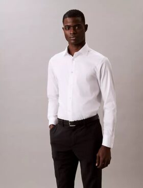 Çelik Rengi Düz Slim Fit Düğmeli Gömlek
