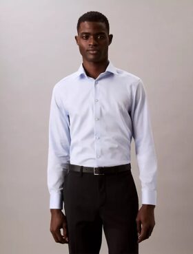 Çelik Rengi Düz Slim Fit Düğmeli Gömlek