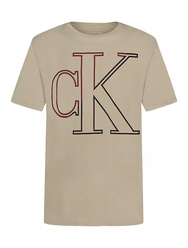 Erkek Çocuk Oversized Konturlu Monogram Bisiklet Yaka Tişört Erkek Çocuk Oversized Konturlu Monogram Bisiklet Yaka Tişört