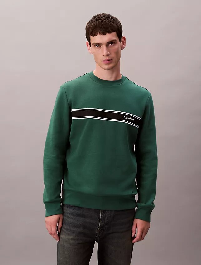 Fleece Çizgili Klasik Sweatshirt Fleece Çizgili Klasik Sweatshirt