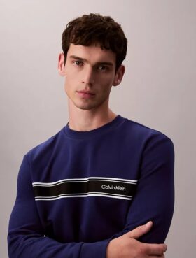 Fleece Çizgili Klasik Sweatshirt
