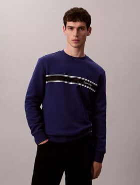 Fleece Çizgili Klasik Sweatshirt