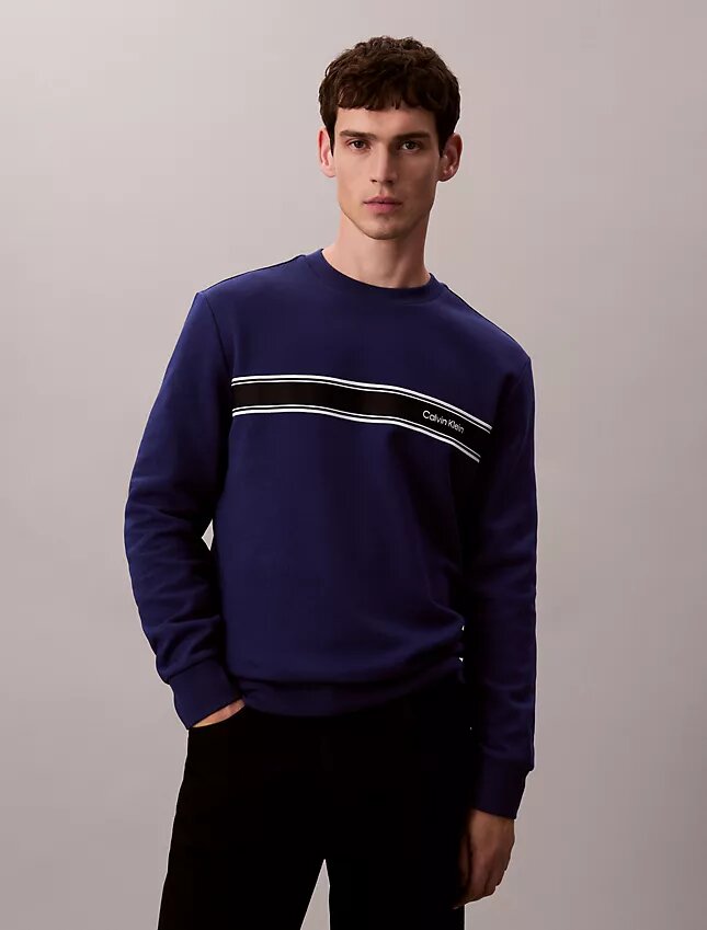Fleece Çizgili Klasik Sweatshirt Fleece Çizgili Klasik Sweatshirt