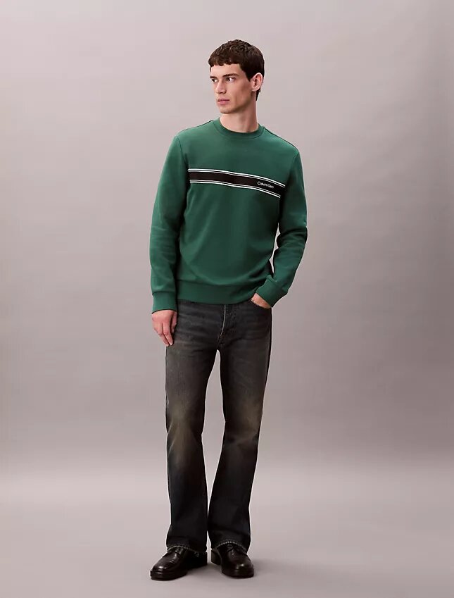 Fleece Çizgili Klasik Sweatshirt Fleece Çizgili Klasik Sweatshirt