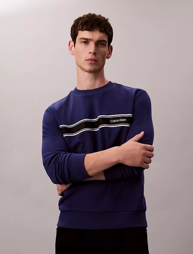 Fleece Çizgili Klasik Sweatshirt Fleece Çizgili Klasik Sweatshirt