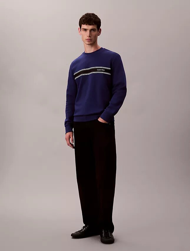 Fleece Çizgili Klasik Sweatshirt Fleece Çizgili Klasik Sweatshirt