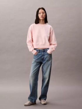 Fransız Havlu Kumaştan Kısa Kesim Rahat Sweatshirt