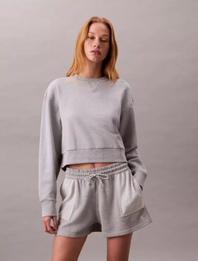 Fransız Havlu Kumaştan Kısa Kesim Rahat Sweatshirt