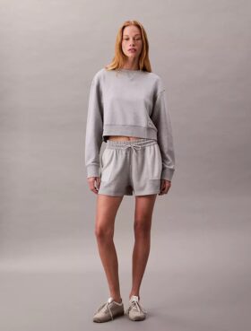 Fransız Havlu Kumaştan Kısa Kesim Rahat Sweatshirt