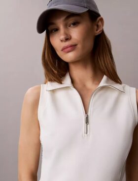 Fransız Teri 1/4 Fermuarlı Kolsuz Elbise