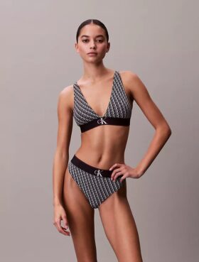 Grafik Monogram Mikrofiber Streç Hafif Astarlı Üçgen Bralette