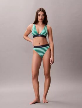 Grafik Monogram Mikrofiber Streç Hafif Astarlı Üçgen Bralette