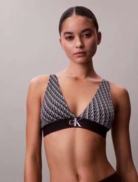 Grafik Monogram Mikrofiber Streç Hafif Astarlı Üçgen Bralette
