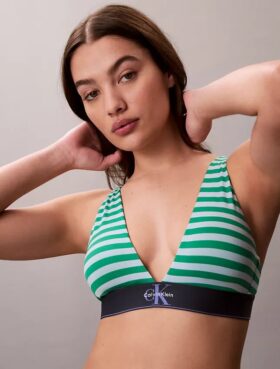 Grafik Monogram Mikrofiber Streç Hafif Astarlı Üçgen Bralette