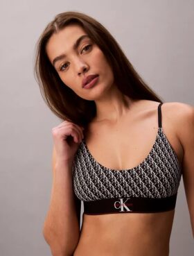 Grafik Monogram Mikrofiber Streç Unlined Bralette