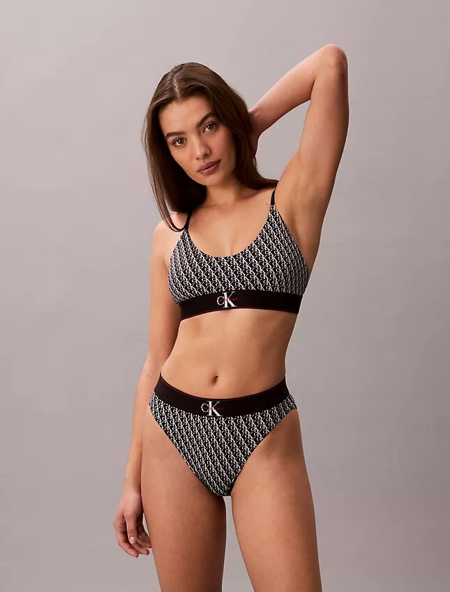 Grafik Monogram Mikrofiber Streç Unlined Bralette Grafik Monogram Mikrofiber Streç Unlined Bralette
