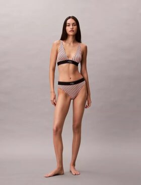 Grafik Monogram Mikrofiber Streç Yüksek Bel Bikini