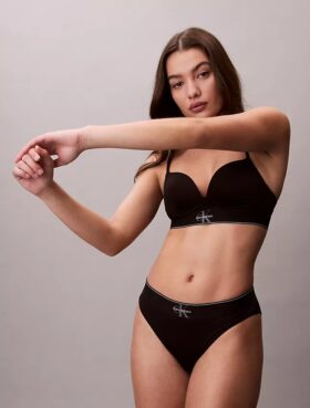Grafik Monogram Mikrofiber Streç Yüksek Bel Bikini
