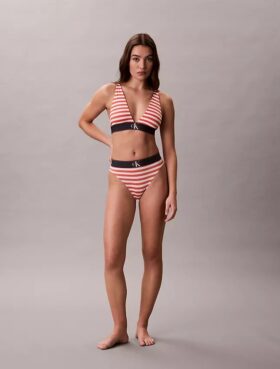 Grafik Monogram Mikrofiber Streç Yüksek Bel Bikini