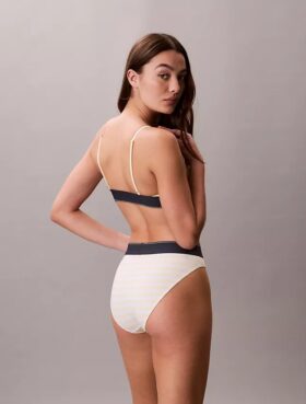 Grafik Monogram Mikrofiber Streç Yüksek Bel Bikini