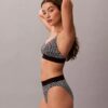 Grafik Monogram Mikrofiber Streç Yüksek Bel Bikini Grafik Monogram Mikrofiber Streç Yüksek Bel Bikini