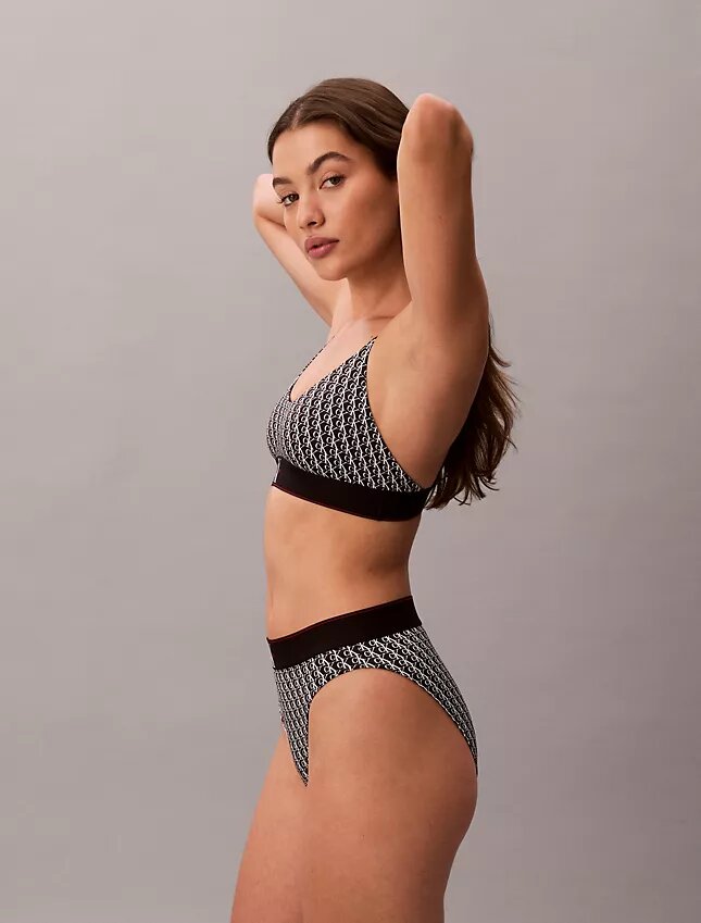 Grafik Monogram Mikrofiber Streç Yüksek Bel Bikini Grafik Monogram Mikrofiber Streç Yüksek Bel Bikini