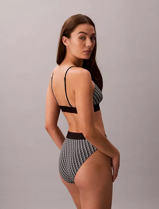 Grafik Monogram Mikrofiber Streç Yüksek Bel Bikini Grafik Monogram Mikrofiber Streç Yüksek Bel Bikini