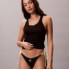 Grafik Monogramlı Yan Bağlamalı Bikini Alt Giyim