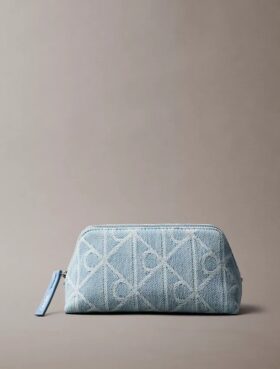 Her Yüzünde Amblem Logolu Denim Beauty Çantası