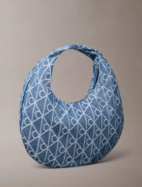 Her Yüzünde Amblem Logolu Denim Hobo Çanta