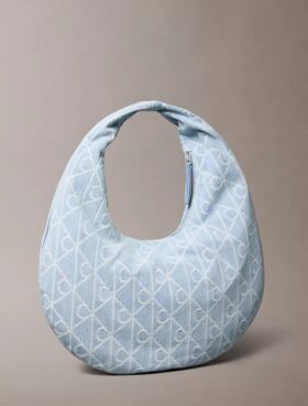 Her Yüzünde Amblem Logolu Denim Hobo Çanta