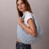 Her Yüzünde Amblem Logolu Denim Hobo Çanta