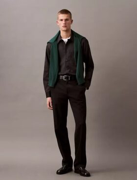 Houndstooth Flanel Klasik Düğmeli Gömlek