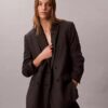 Houndstooth Yün Karışımlı Rahat Blazer Houndstooth Yün Karışımlı Rahat Blazer