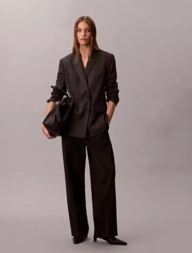 Houndstooth Yün Karışımlı Rahat Blazer