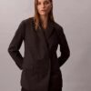 Houndstooth Yün Karışımlı Rahat Blazer Houndstooth Yün Karışımlı Rahat Blazer