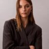 Houndstooth Yün Karışımlı Rahat Blazer Houndstooth Yün Karışımlı Rahat Blazer
