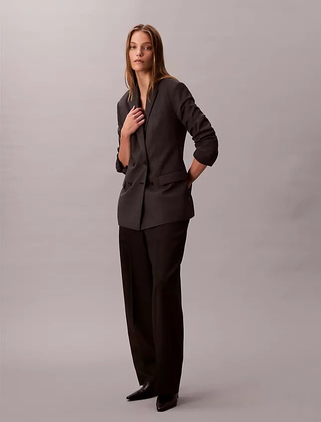 Houndstooth Yün Karışımlı Rahat Blazer Houndstooth Yün Karışımlı Rahat Blazer