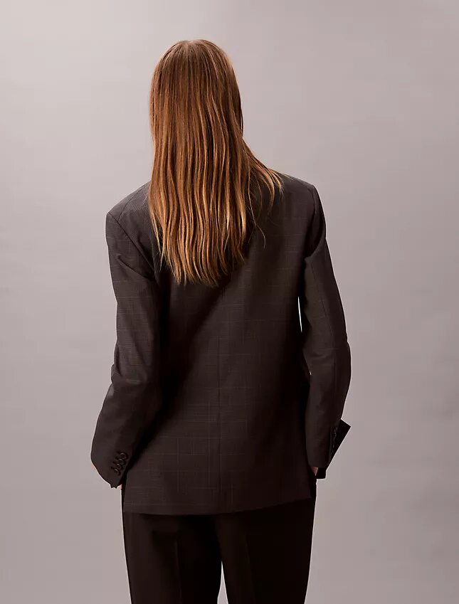Houndstooth Yün Karışımlı Rahat Blazer Houndstooth Yün Karışımlı Rahat Blazer