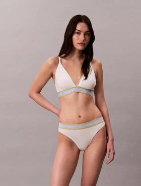 Icon Pamuk Modal Çizgili Hafif Astarlı Üçgen Bralette