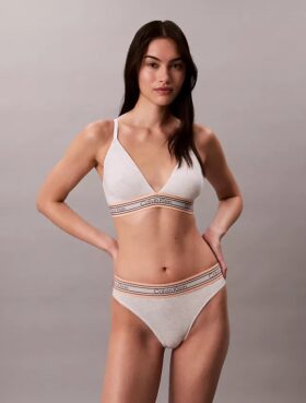 Icon Pamuk Modal Çizgili Hafif Astarlı Üçgen Bralette