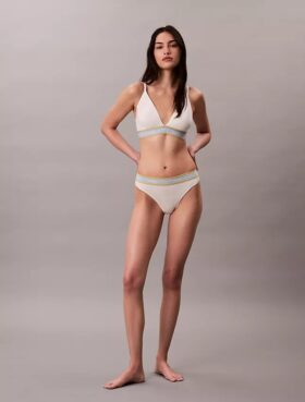 Icon Pamuk Modal Çizgili Hafif Astarlı Üçgen Bralette
