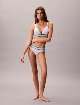 Icon Pamuk Modal Çizgili Hafif Astarlı Üçgen Bralette