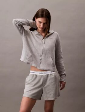 Icon Pamuklu Havlu Kumaş Fermuarlı Pijama Hoodie